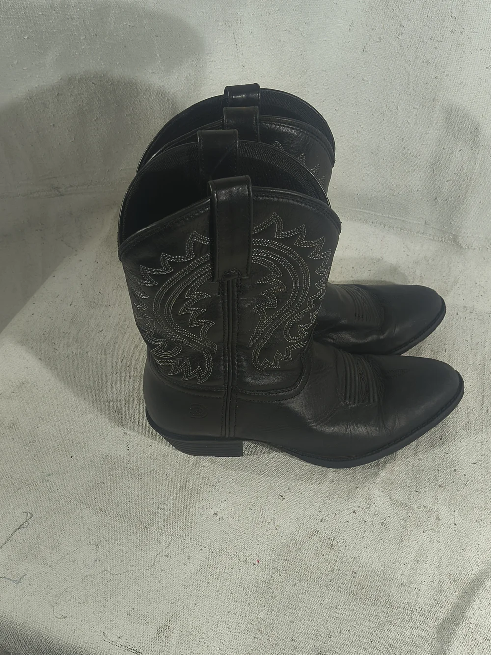 Black Kids Size 5 M Western-Inspired Leather Slip On Boots By Durango